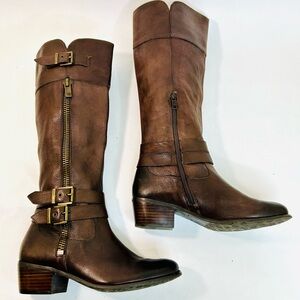 Arturo Chiang “Benni” Knee High Boots in Cognac Tumbled Dye Brown Leather sz 6.5